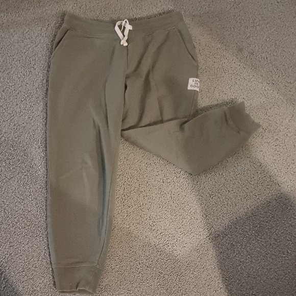 Life is Good Olive Green Joggers size Med - Picture 1 of 4